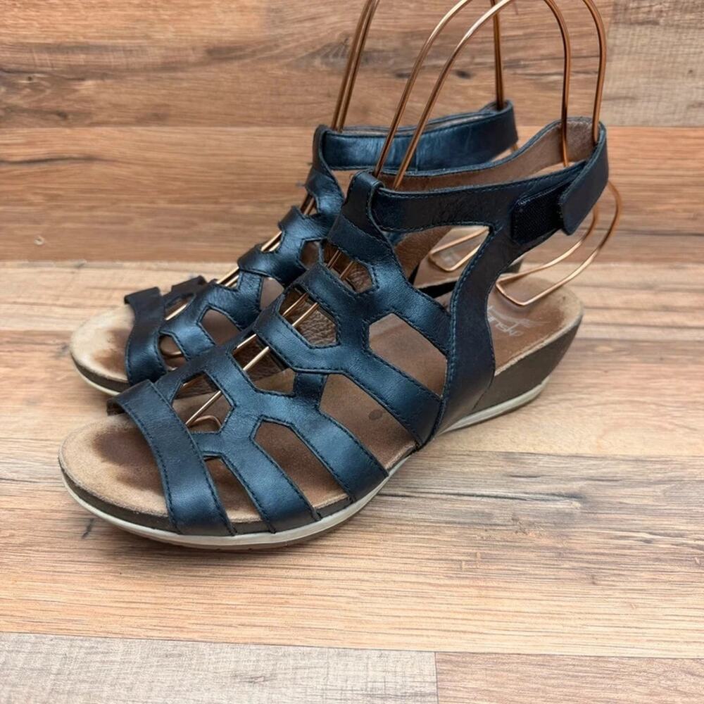 Dansko Nappa Leather Valentina Caged Gladiator Wo’s size 9.5-10 40 Sandal Black